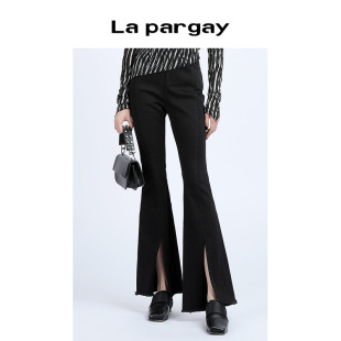 女开叉高腰ins风休闲 弹力牛仔喇叭裤 Lapargay纳帕佳2024新款 女式