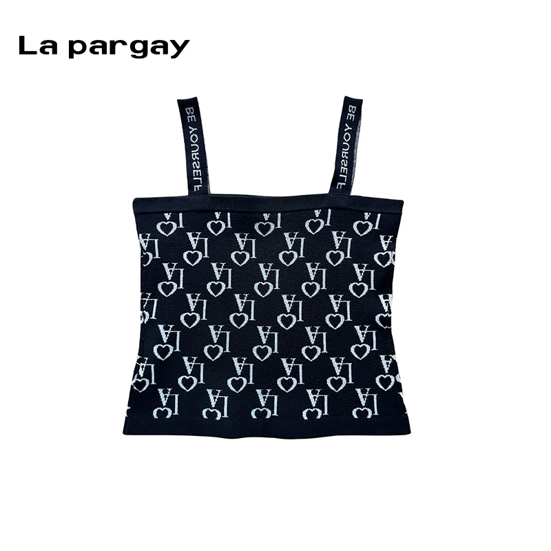 爱心印花纳帕佳Lap针织吊带