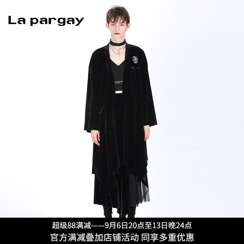纳帕佳印花长袖宽松毛呢大衣外套2024春夏新款女式黑色设计感上衣
