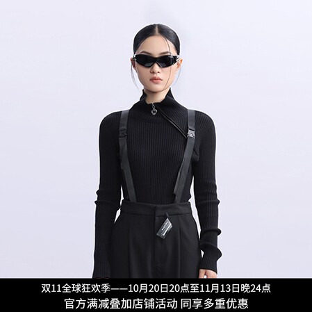 纳帕佳黑色高领显瘦针织衫女款