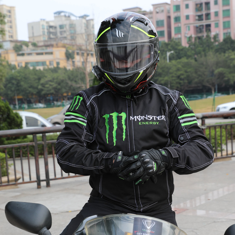 四季摩托车骑行服装男防风保暖秋冬街车赛车骑士服鬼爪带护具黑色