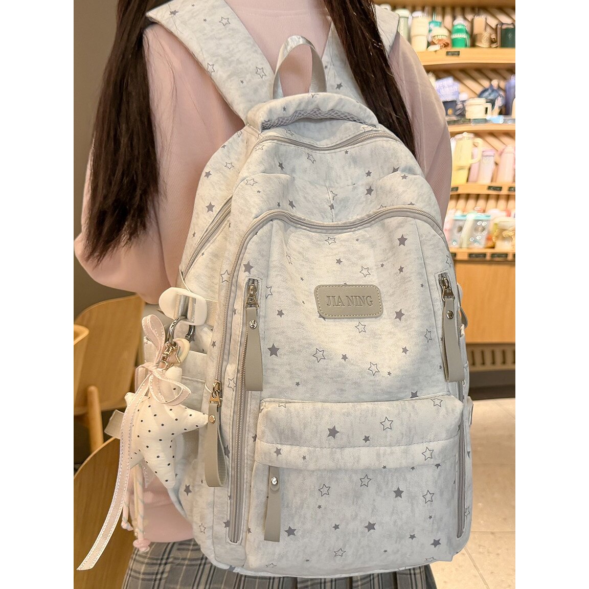 学院风韩版高颜值减负书包女初中生背包高中小学生轻便旅游双肩包