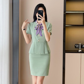 女夏季 套装 新款 工作服气质职业正装 短袖 珠宝店美容师前台工装 西装