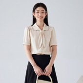 小个子设计感小众高级感休闲套装 白色短袖 2026新款 女夏季 衬衣 衬衫