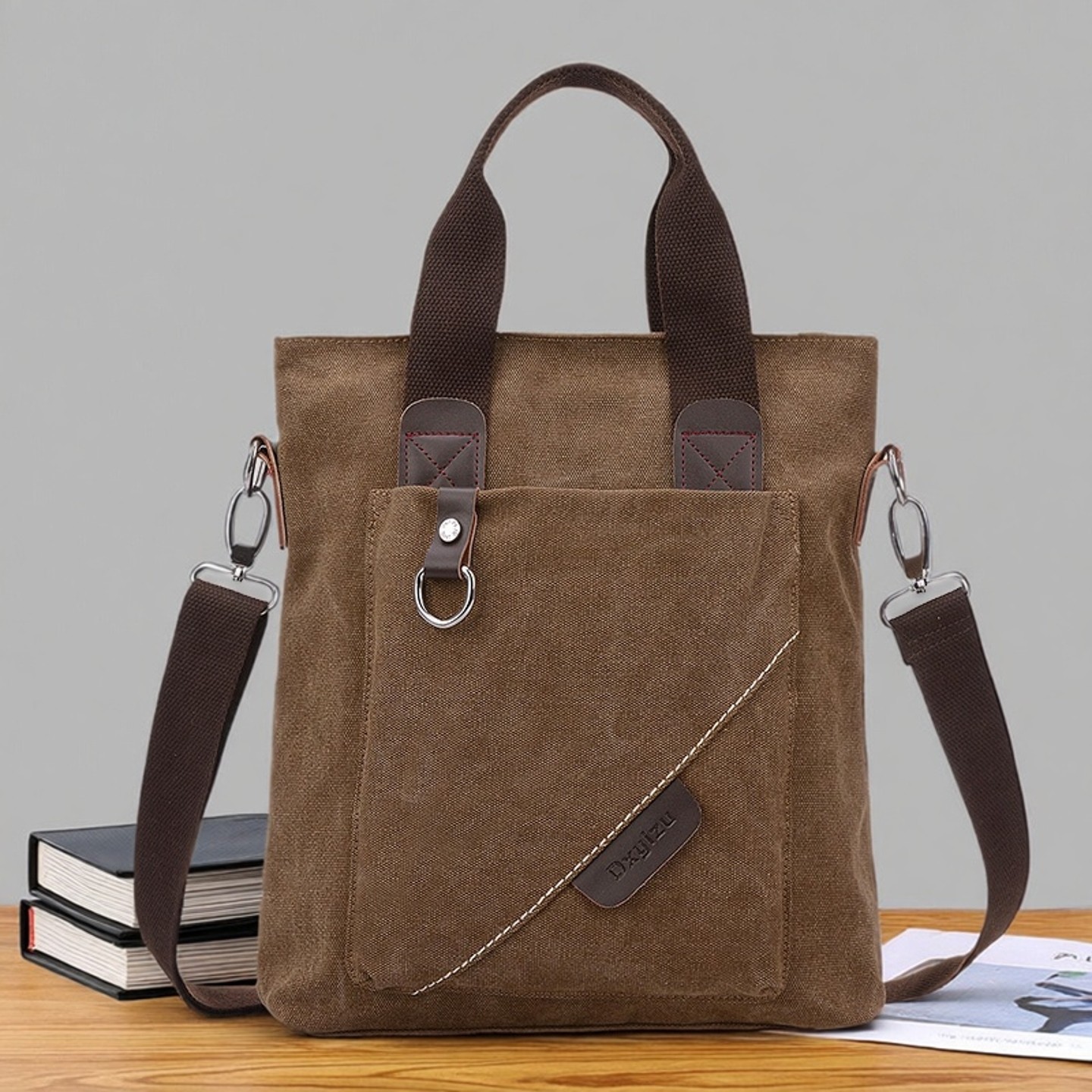 潮流男包手提包简约商务公文包休闲复古帆布包男款时尚单肩斜挎包