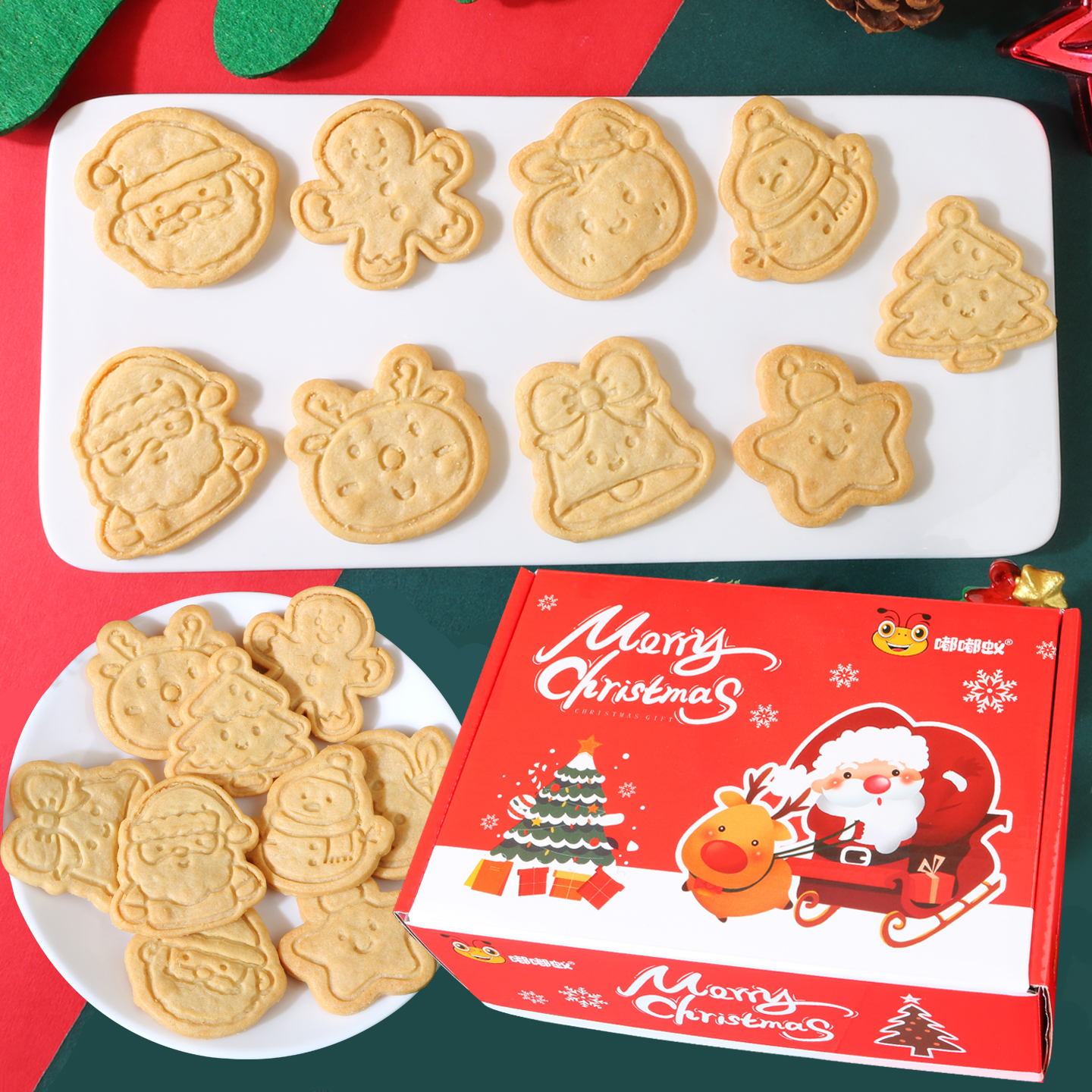 圣诞节饼干圣诞老人姜饼人造型手工黄油味曲奇平安夜礼物主题活动