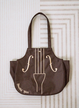 HIATUS日本小众设计文艺复古中古风简约刺绣小提琴休闲单肩托特包