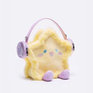 HIATUS原创毛绒耳机星星包可爱卡通刺绣双肩斜挎背包小食量痛包