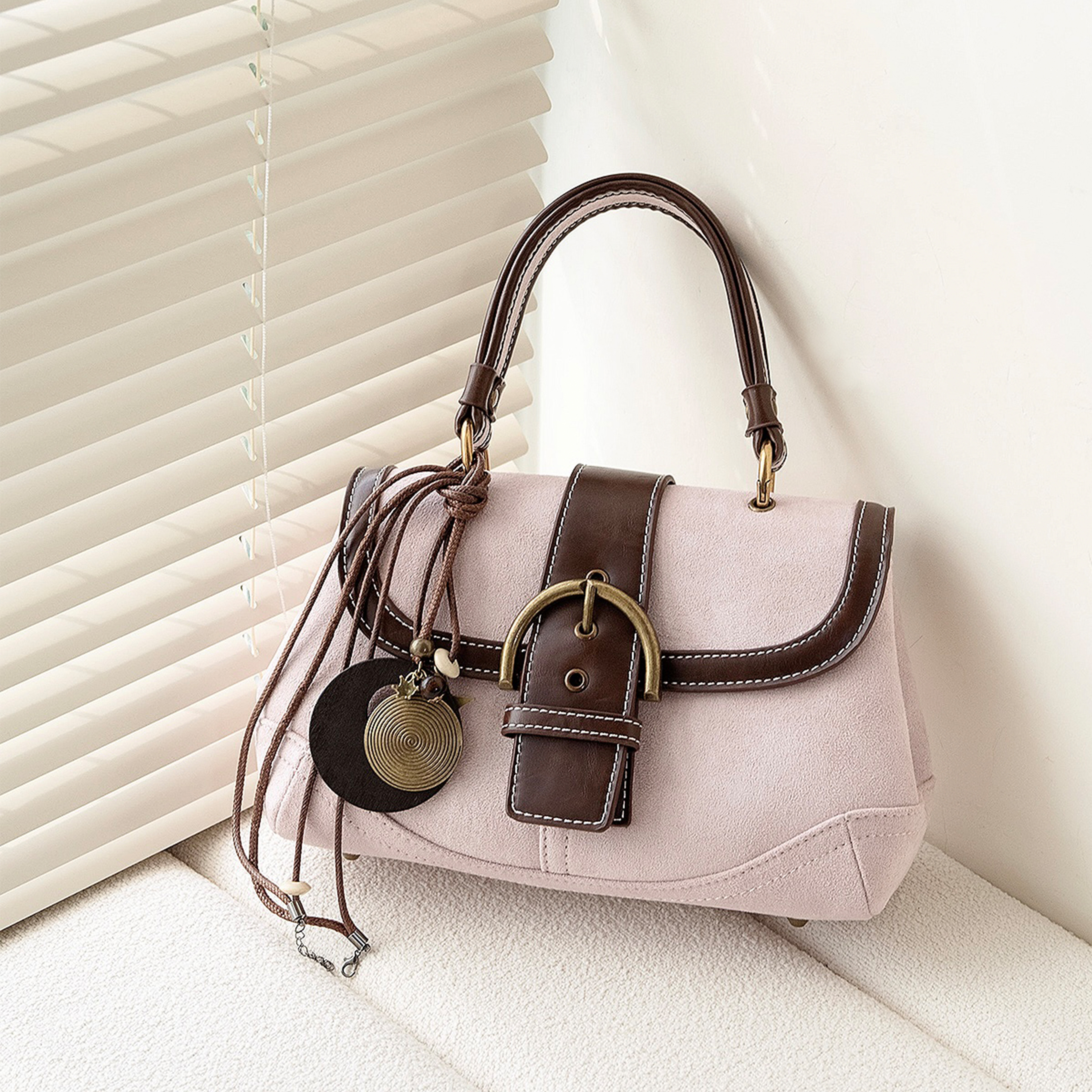 HIATUS复古vintage中古风豌豆包秋冬新品休闲文艺锁扣手提斜挎包