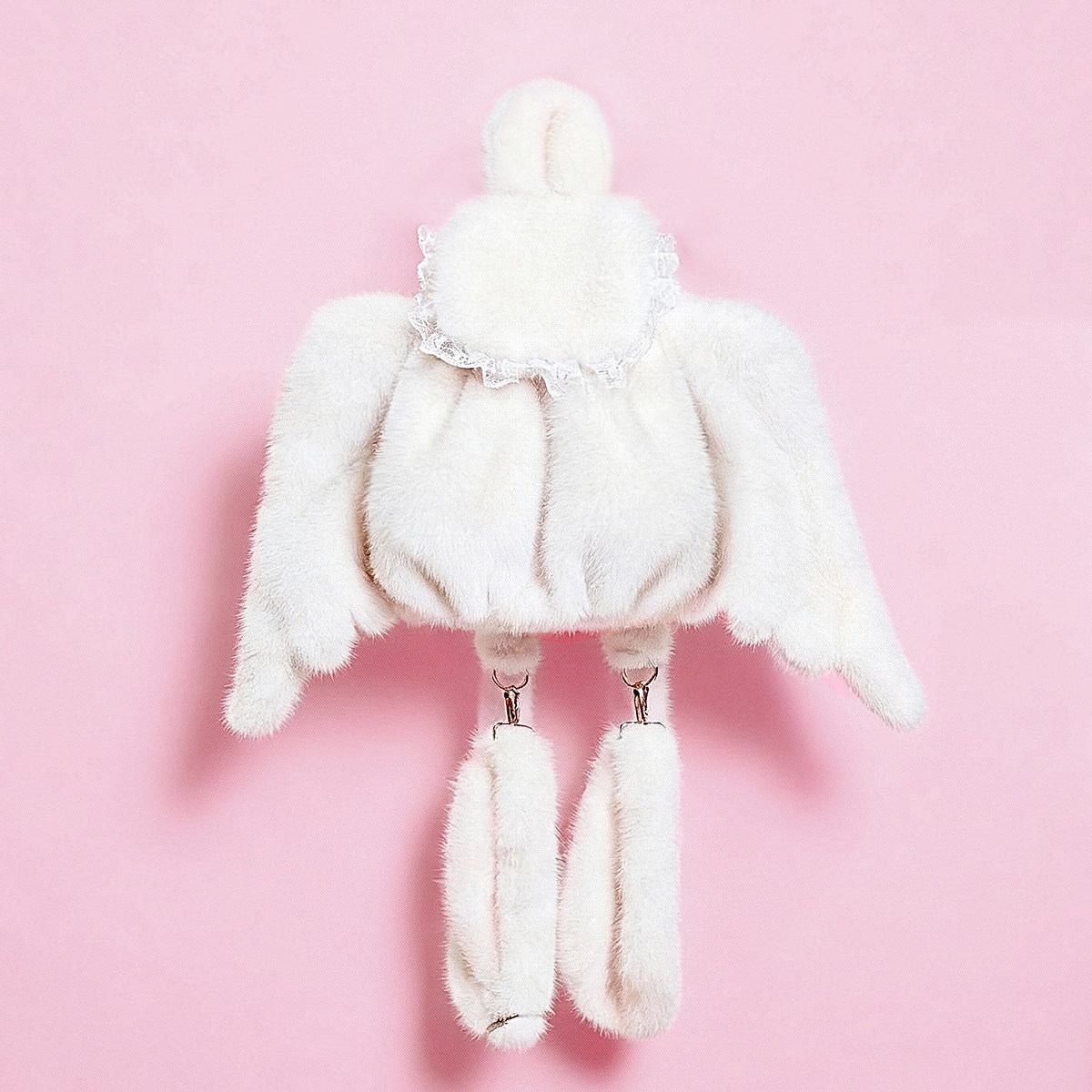 HIATUS可爱天使毛绒翅膀双肩包小众个性秋冬斜挎包奶白色天使挎包