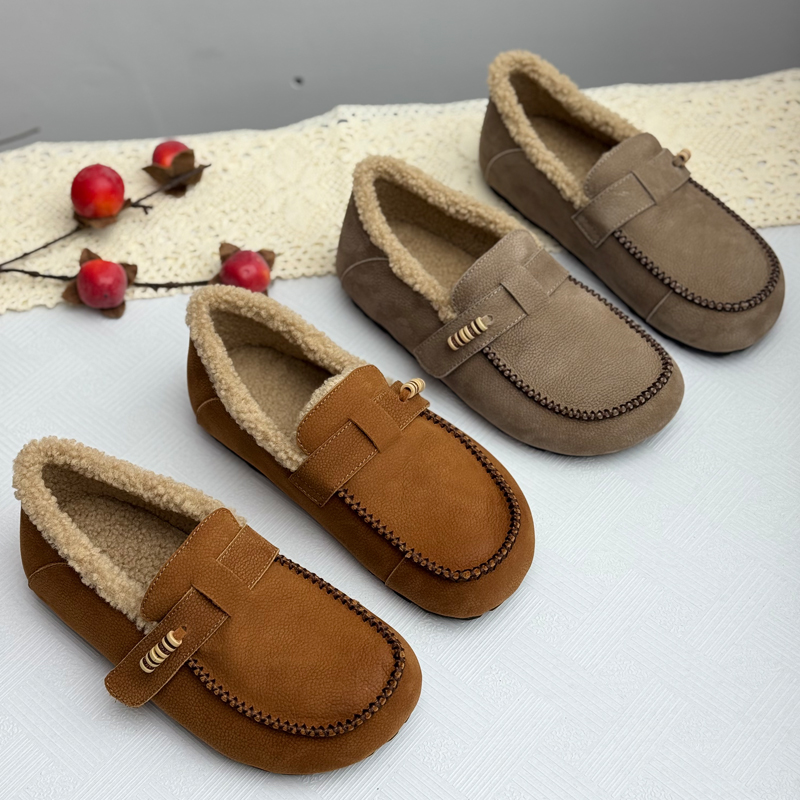 真皮加绒勃肯鞋女内增高