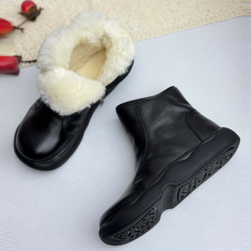 羊毛雪地靴女加厚加绒保暖真皮软底防滑短靴冬季厚底大棉鞋中老年,女鞋,时尚雪地靴,淘宝优惠券,粉丝福利购,淘宝优惠卷