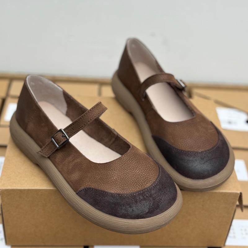 手工真皮妈妈鞋复古时尚平底奶奶鞋玛丽珍女大头鞋牛皮一脚蹬软皮,女鞋,浅口单鞋,淘宝优惠券,粉丝福利购,淘宝优惠卷