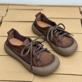 新款 平底鞋 圆头休闲女单鞋 手工真皮复古妈妈鞋 森系舒适中老年女鞋