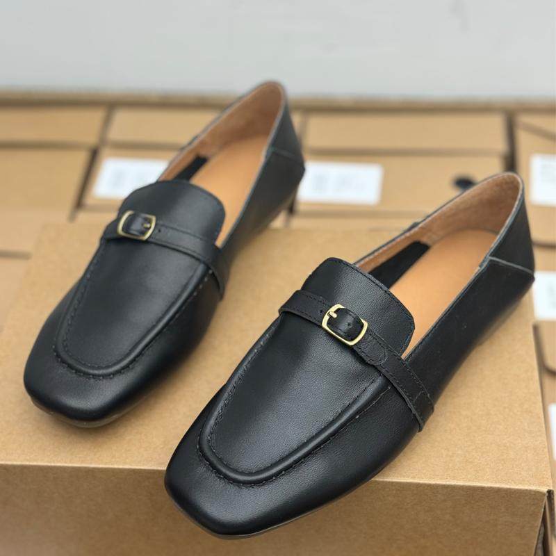 丑乐手工真皮女鞋2025新款复古牛皮妈妈鞋方头乐福鞋平底豆豆鞋,女鞋,乐福鞋（豆豆鞋）,淘宝优惠券,粉丝福利购,淘宝优惠卷