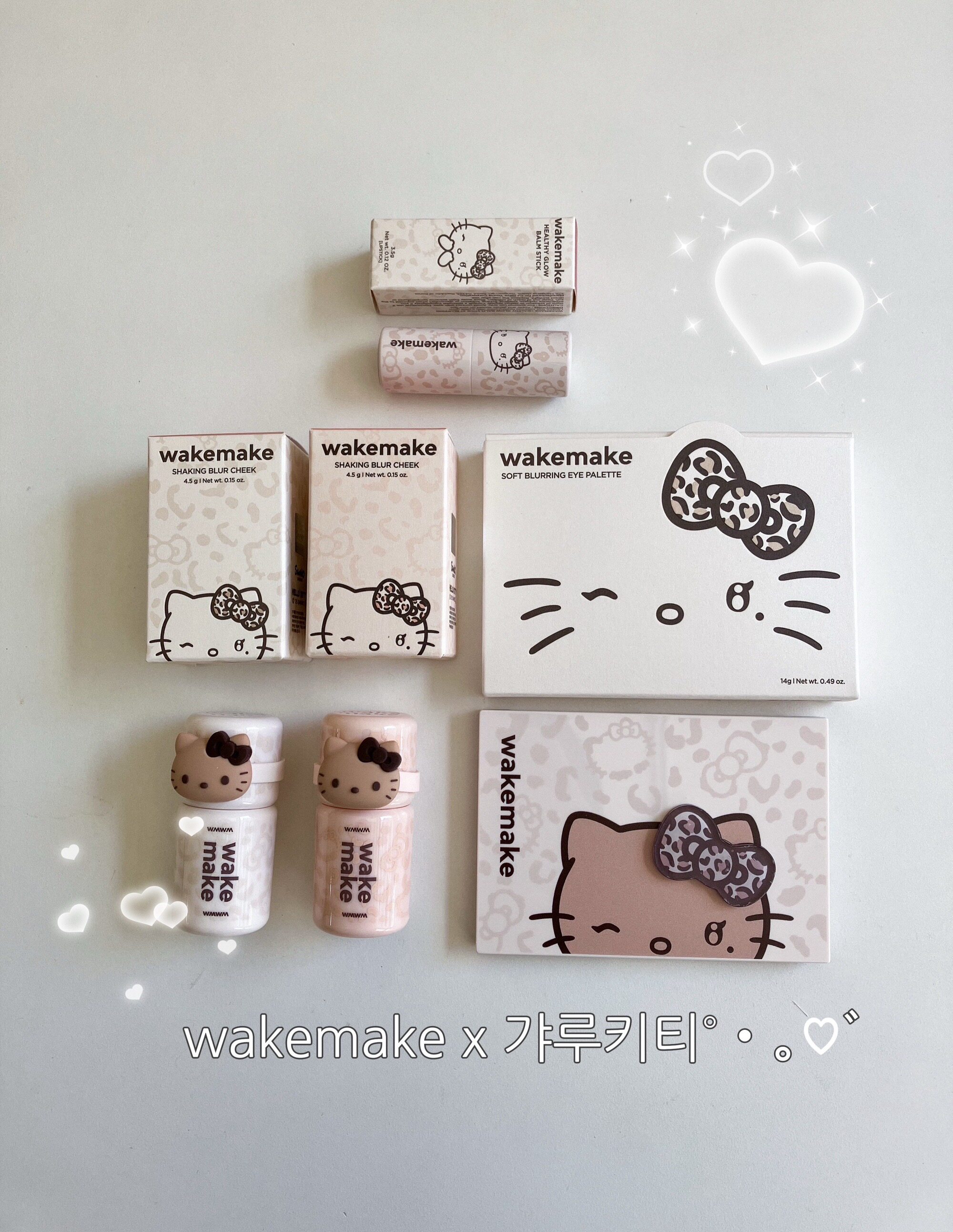 kitty联名 韩国wakemake联名款眼影盘30唇膏液体腮红粉底刷粉底液图片
