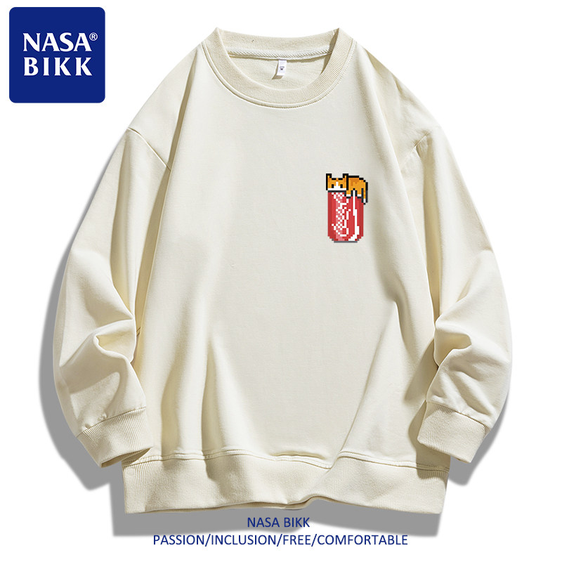 【可乐喵】NASA美式卫衣印花男秋冬百搭宽松圆领套头长袖T恤上衣