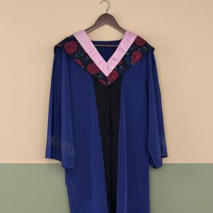 贡绒硕士服大学生女毕业礼服研究生学士服文科粉领贡绒硕士学位服