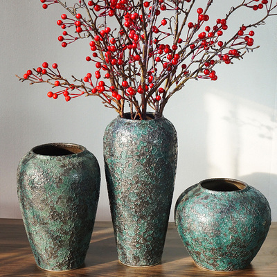 景德镇新中式陶瓷插花瓶复古摆件