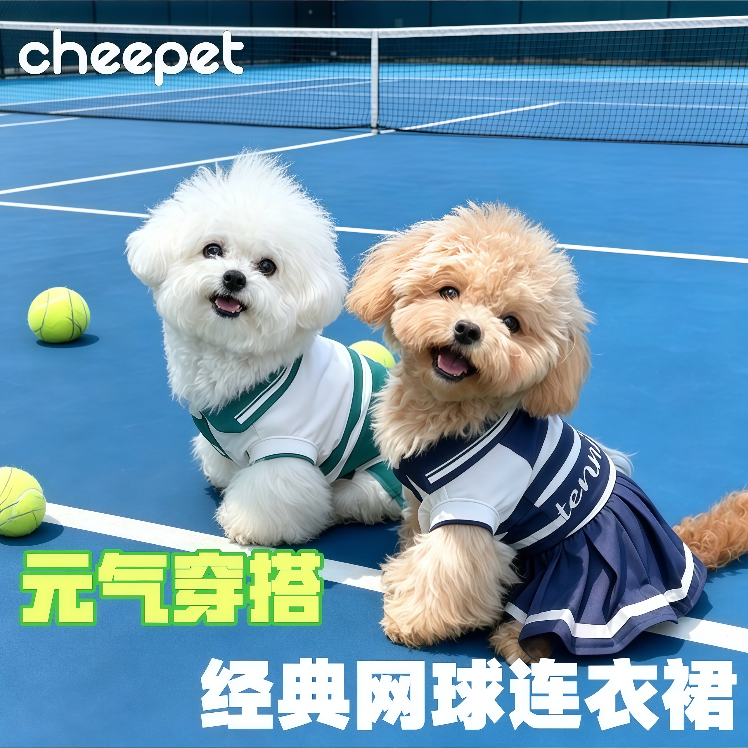 趣派夏季透气小型犬网球连衣裙