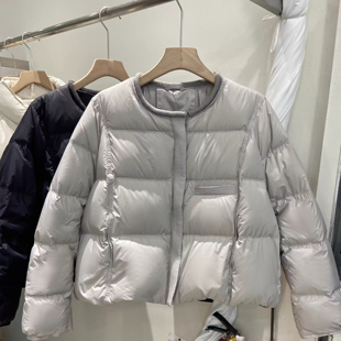 90白鸭绒2025冬季新款洋气圆领泡芙羽绒服女短款保暖宽松韩版外套