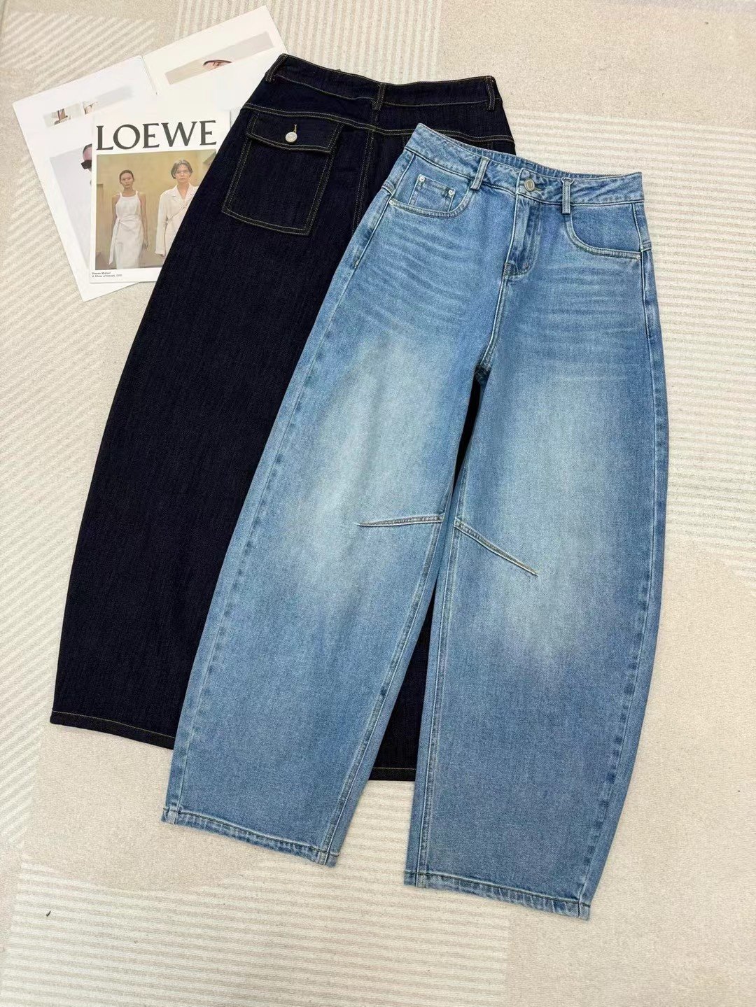 早春2色の通搭舒适区 巴恩风文艺酷感翻盖口袋廓形藏肉显瘦牛仔裤,女装/女士精品,皮裤,淘宝优惠券,粉丝福利购,淘宝优惠卷