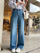 精细洗水链条刺绣小马直筒牛仔裤 王 廓感 26松弛新窄版 牌直线条