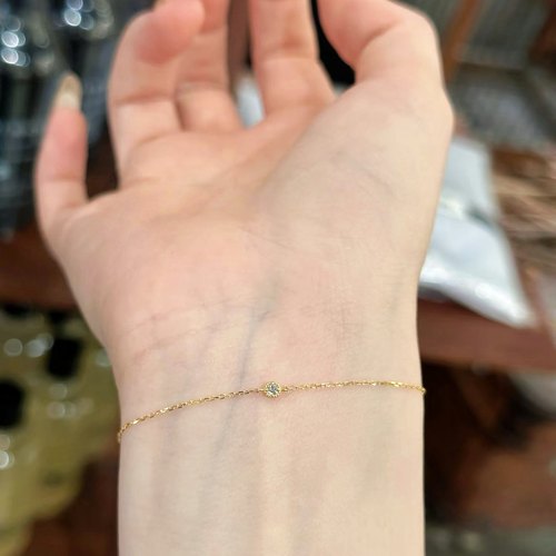 日系agete同款 单颗迷你极细莫桑钻手链925纯银镀金女礼物叠戴