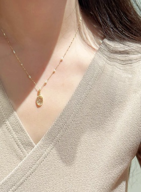 植物印象香雪球 日系agete龙心同款镂空雪花白水晶项链锁骨链戒指