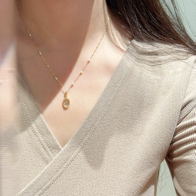 植物印象香雪球 日系agete龙心同款镂空雪花白水晶项链锁骨链戒指