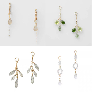 树叶 日系agete同款925纯银黄水晶白水晶珍珠吊坠耳坠环生日礼物