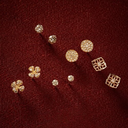 日系agete同款 925银镀金四叶草耳钉合集 迷你精致通勤女生日礼物