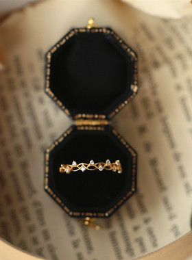 特 花枝蔓藤 日系轻奢 超美花环精美925纯银镀金戒指女尾戒女仙气