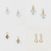 日系agete同款 925银天然海蓝宝茶水晶贝壳蛋白石耳坠耳环女吊坠