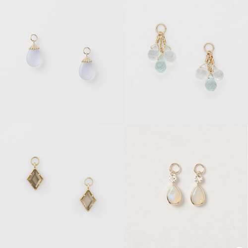 日系agete同款 925银天然海蓝宝茶水晶贝壳蛋白石耳坠耳环女吊坠