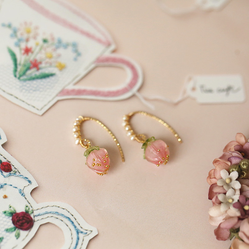 人间水蜜桃手工耳饰甜美元气少女