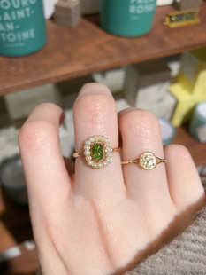 日系agete同款天然橄榄石淡水珍珠S925戒指镀14k金珍珠花边春日女