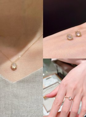 浅月奶盖 回味一份来自午后的安宁 奶油月光石925银戒指项链耳钉