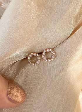 甜甜圈元素 小众气质圆圈珍珠高级感纯银镀14k金小巧耳钉简约 女