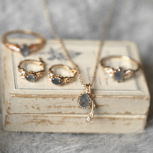 幸福橄榄树堇青石戒指项链叶