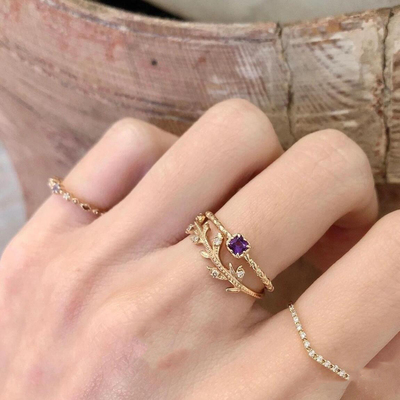 925纯紫水晶银戒指戒指女
