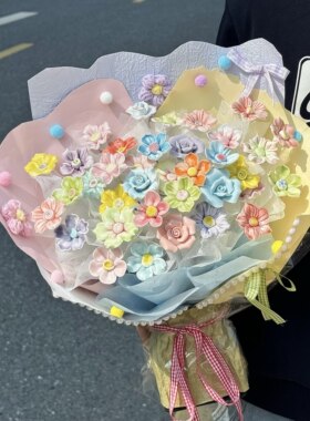 景德镇陶瓷花束成品生日礼物花束永生花送女生闺蜜老婆毕业中考