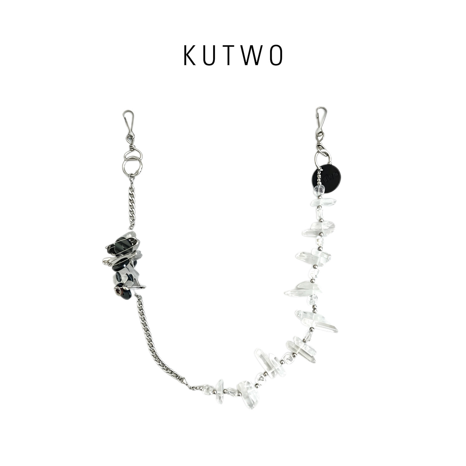 KuTwo 旧扣晶丛｜古着风纽扣个性拼接白水晶小众手工艺术感腰链