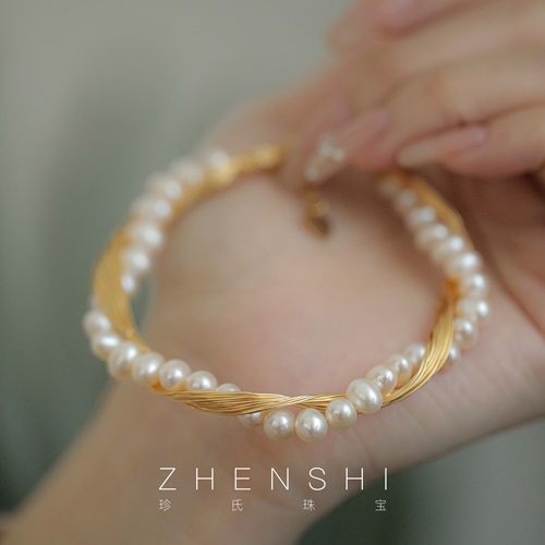 天然淡水米粒形珍珠手链