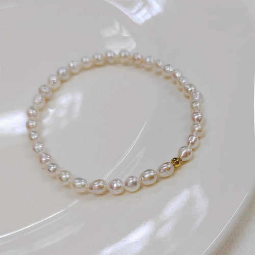 【仪洋】天然淡水异形keshi珠手链女 简约弹力绳气质轻奢珍珠手串