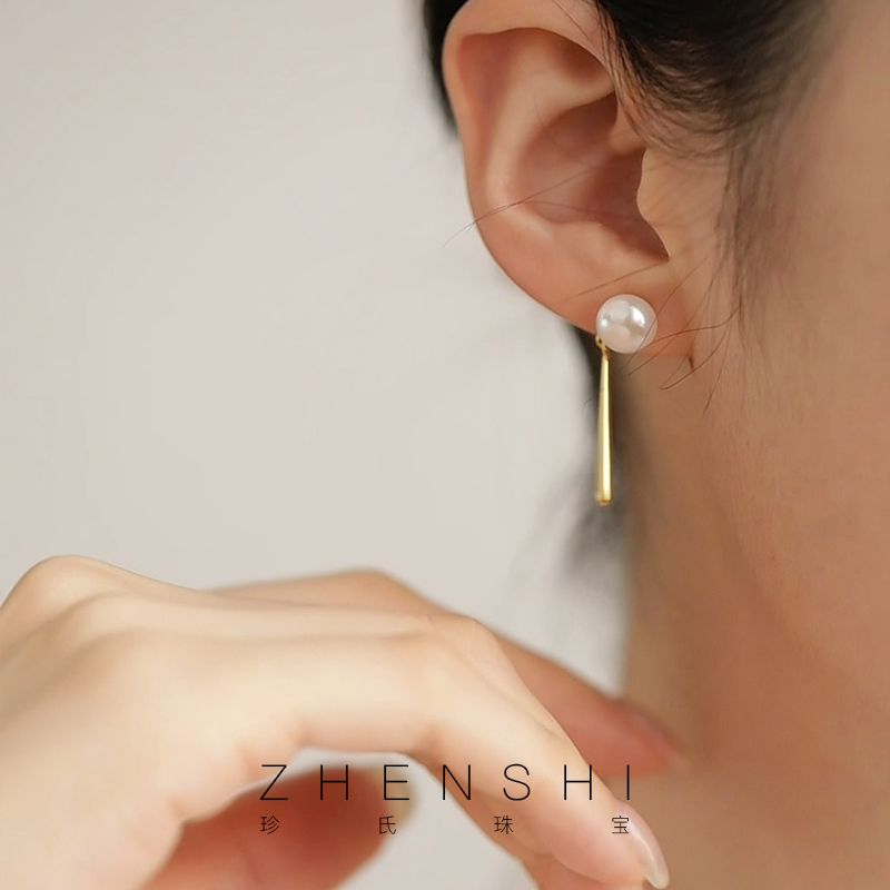 天然淡水珍珠耳钉女款