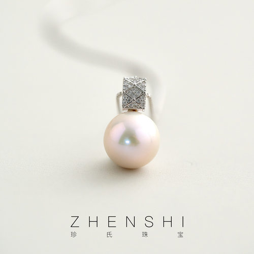 【伴星】天然淡水珍珠吊坠女款 经典正圆强光爱迪生轻奢项链颈链