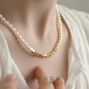 【云泽】天然淡水米粒形珍珠项链女 S925银轻奢新中式锁骨链颈链