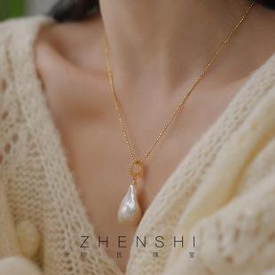 小众气质叠戴锁骨链珍珠颈链 天然淡水巴洛克珍珠项链女 秀仪