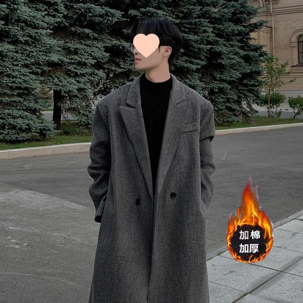 加棉加厚呢子外套2025冬季毛呢大衣男士韩版过膝中长款风衣宽松